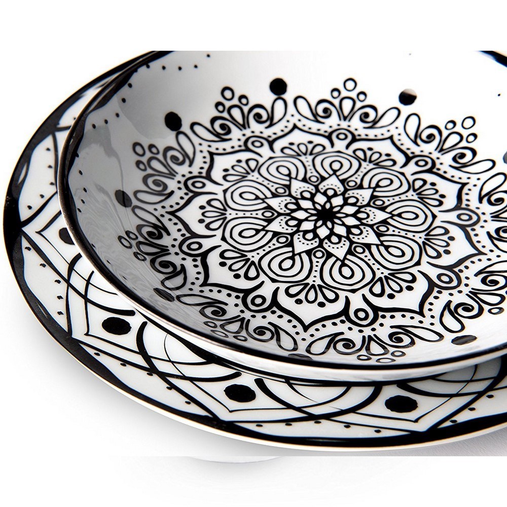 Acquista online Plates service 18 pieces Boheme Black porcelain  Excelsa